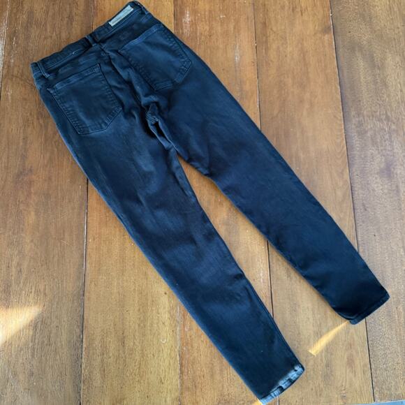 Mother The Hustler Ankle Fray Black Stretch Jeans Size 24 Distressed High Rise - Picture 3 of 16
